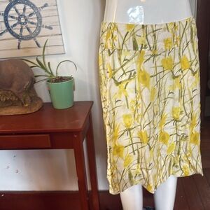 Cinque sheer yellow white and green skirt zip up Side size 36 great conditions